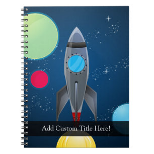 Caderno Espiral Navio de Rocket de espaço