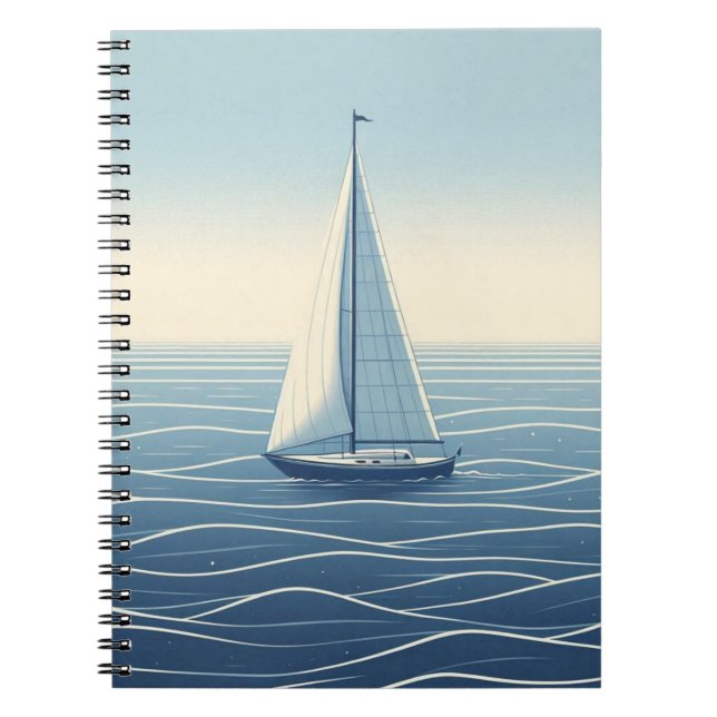 Caderno Espiral Navio de vela no alto mar (Frente)