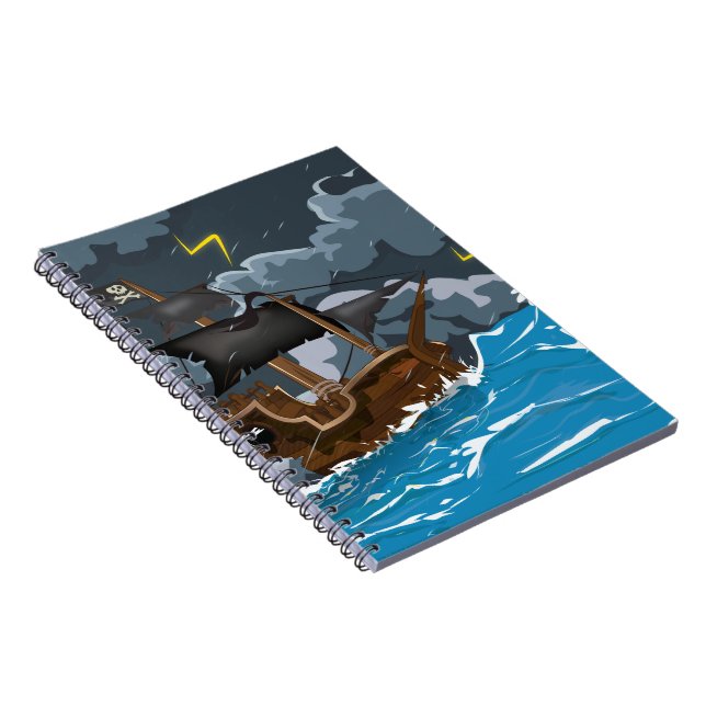 Caderno Espiral Navio Pirata na Tempestade (Lado Direito)