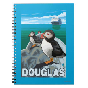 Caderno Espiral Navio Puffins & Cruise - Douglas, Alasca