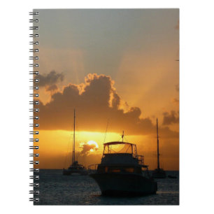 Caderno Espiral Navios e paisagens tropicais solares