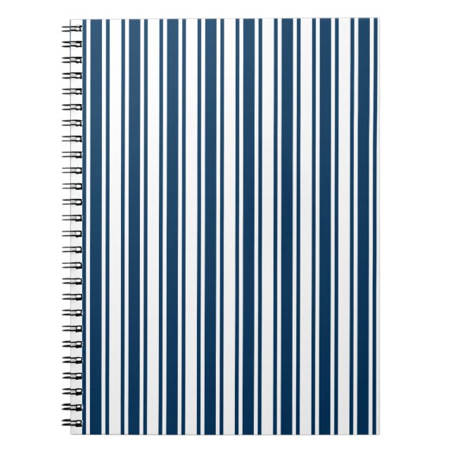 Caderno Espiral Navy blue and white candy stripes (Frente)