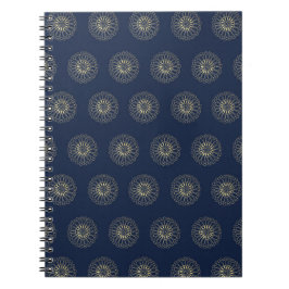 Caderno Espiral Navy | Golden Zinnia Flower Medallions