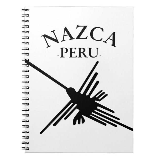 Caderno Espiral Nazca Peru Hummingbird com texto curvo (Frente)