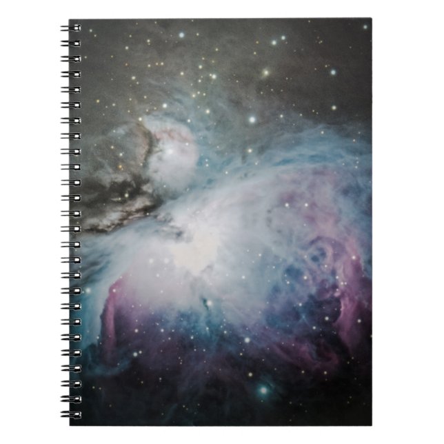 Caderno Espiral Nébula azul, cinza e roxa (Frente)