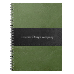 Caderno Espiral Negócio de textura de couro   Verde