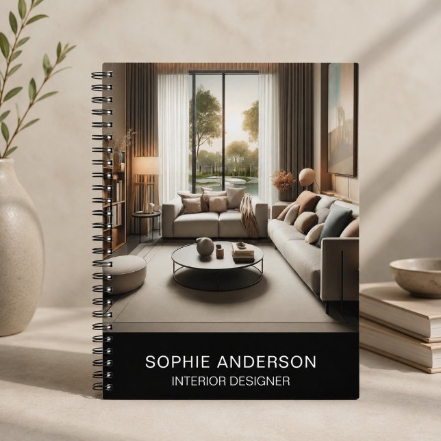 Caderno Espiral Negócios de Designer de Interiores Profissional (Black Interior Designer Business Professional Notebook)