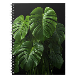 Caderno Espiral Negra Monstera Deliciosa Folhas