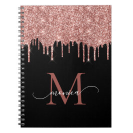 Caderno Espiral Negra Negra Rosa Dourada com Lâmpada Brilhante