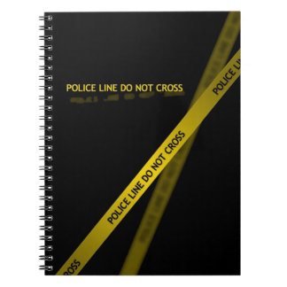 Caderno Espiral negro da linha policial amarela