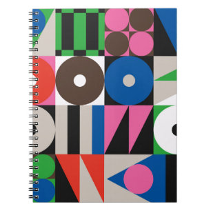 Caderno Espiral Neo Modernismo - padrão trabalho de arte feito com