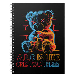 Caderno Espiral Neon ABC Teddy Bear