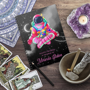 Caderno Espiral Neon Astronauta Outer Space Night Pink