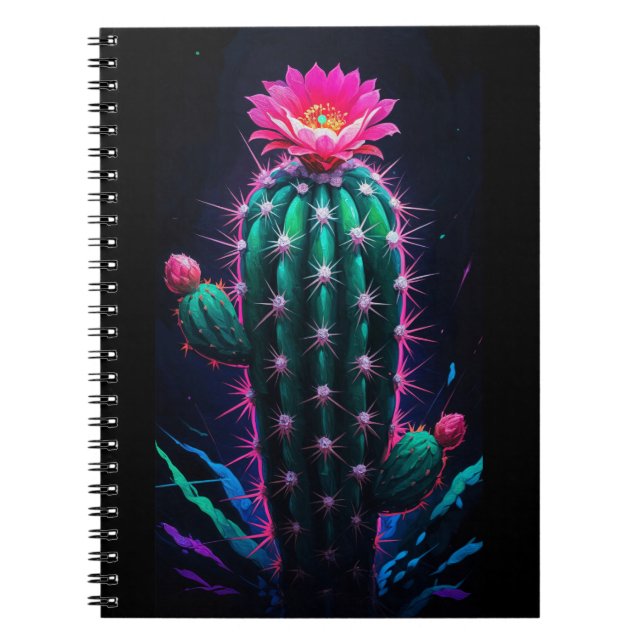 Caderno Espiral Neon Cactus Bloom (Frente)