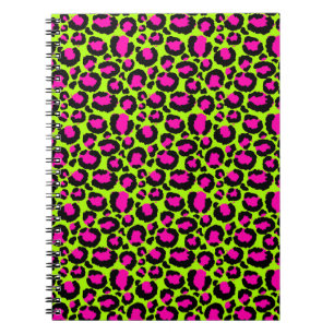 Caderno Espiral Neon Cheetah Patterna, Meninas e Crianças, Leopard