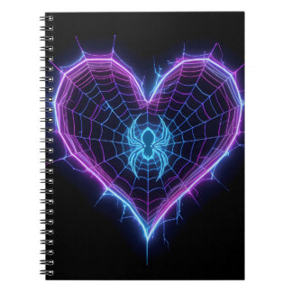 Caderno Espiral Neon Cyber‑Web Heart Stationery & Gifts