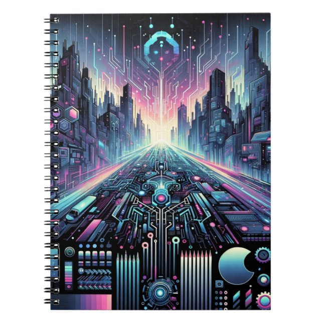 Caderno Espiral Neon Cyberworld (Frente)