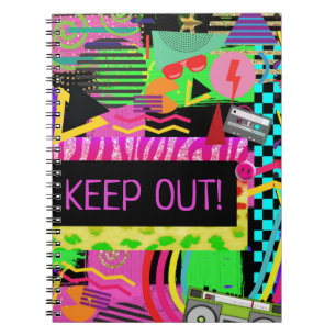 Caderno Espiral Neon Fun Bright Bold Colorida Funky anos 80 Rad Fr