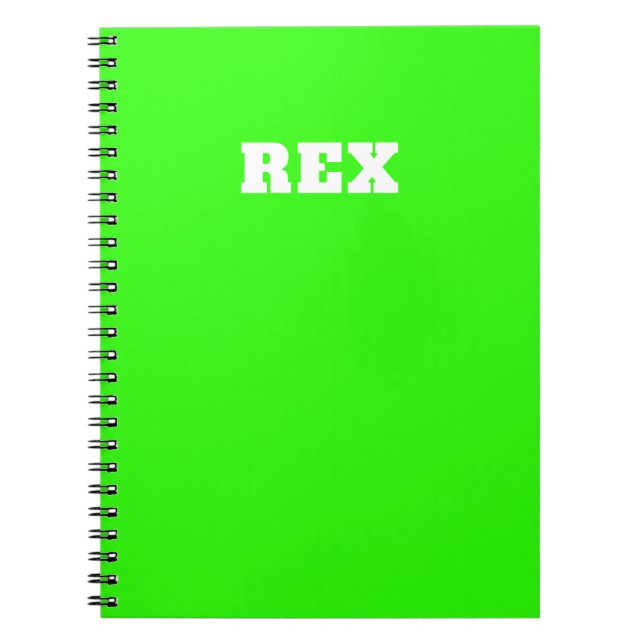 Caderno Espiral Neon Green e White Modern Name Pet (Frente)