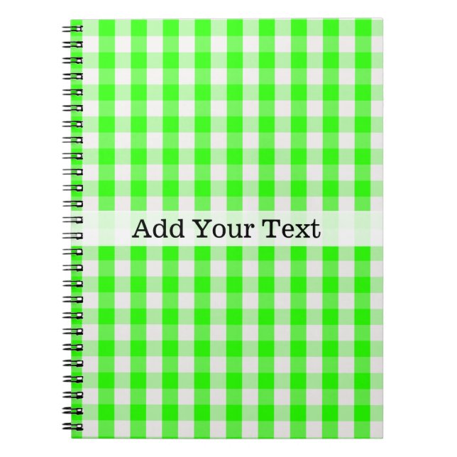 Caderno Espiral Neon Green Gingham Patterno de Shirley Taylor (Frente)