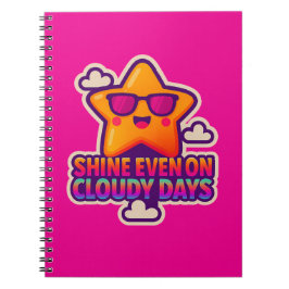 Caderno Espiral Neon Kawaii Star - "Brilhante mesmo em dias nublad