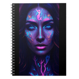 Caderno Espiral Neon Mermaid Face Art