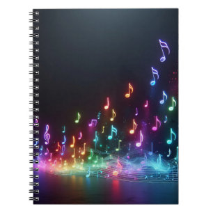 Caderno Espiral Neon Musical Notes