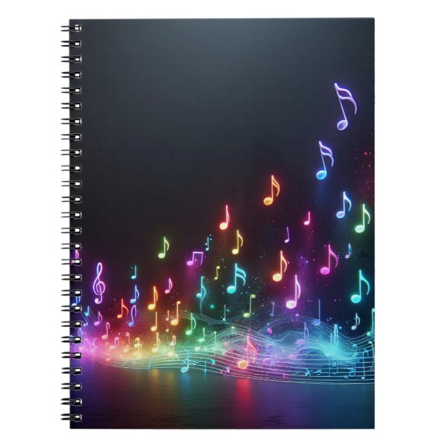Caderno Espiral Neon Musical Notes (Frente)