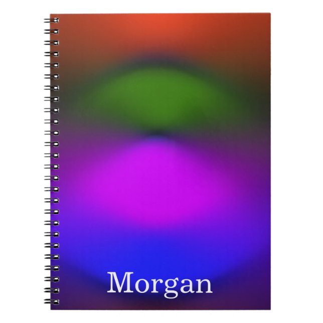 Caderno Espiral Neon of Blue, Purple, Green & Orange Add Name (Frente)