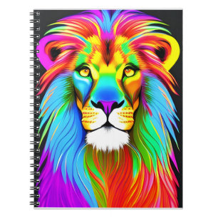 Caderno Espiral Neon Rainbow Lion