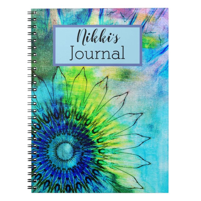 Caderno Espiral Neon Sunflower Watercolor Personalizado (Frente)