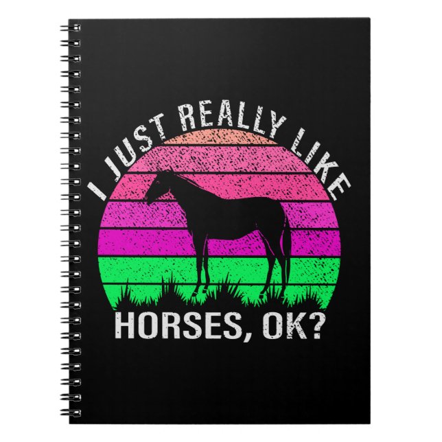 Caderno Espiral Neon Sunset Eu Gosto Muito De Cavalos  (Frente)