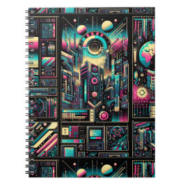 Caderno Espiral Neon Tech Odyssey