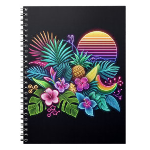 Caderno Espiral Neon tropical/Havaiano Colorido