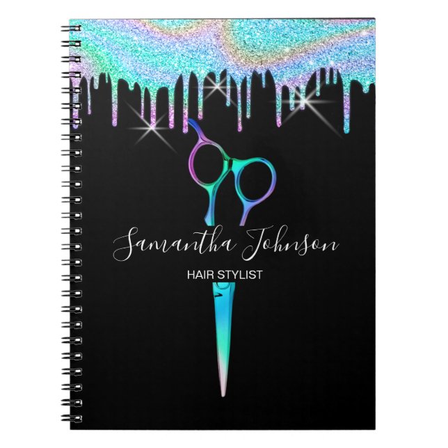 Caderno Espiral Neon Unicorn - Cabeleireiro holográfico B (Frente)
