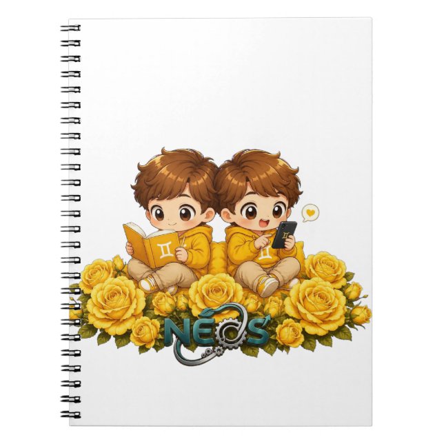 Caderno Espiral Neos Kawaii Zodíaco Gêmeos (Frente)