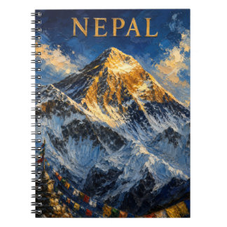 Caderno Espiral Nepal: Golden Sunrise Mount Everest Art Souvenir
