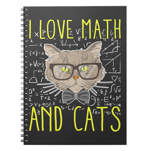 Caderno Espiral Nerd Matemático de Gatos e Matemáticos (Frente)