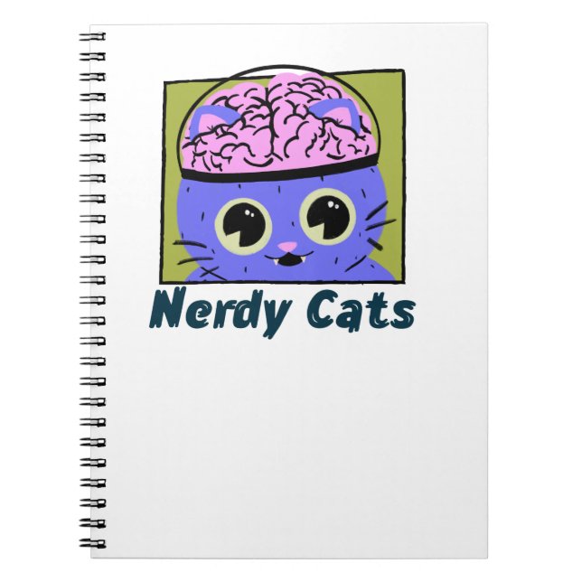 Caderno Espiral Nerdy Cats, Design do cérebro (Frente)