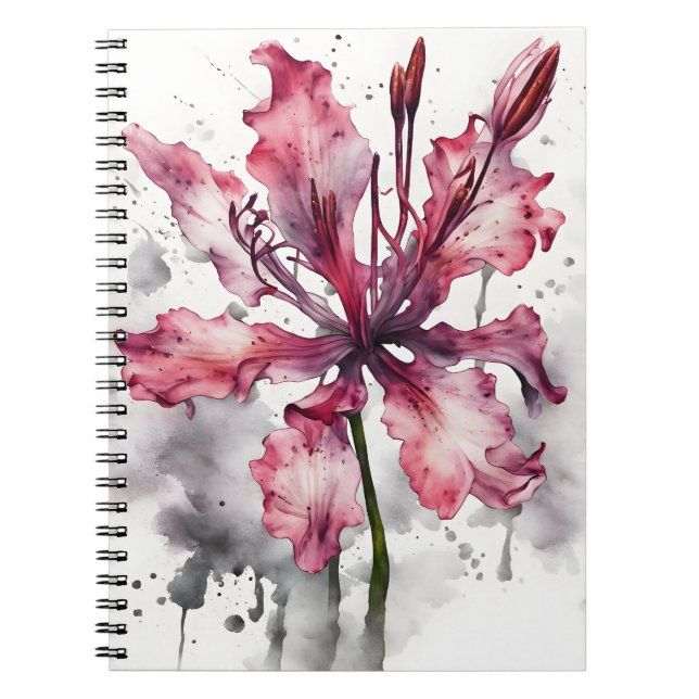 Caderno Espiral Nerine - Watercolor flowers (Frente)