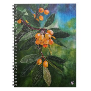 Caderno Espiral Nêsperas em pintura de primavera de abril por Alfr