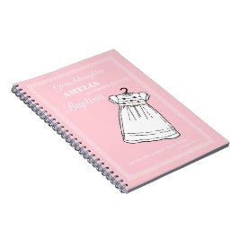 Caderno Espiral Neta, palhaço de batismo personalizado a rosa
