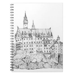 Caderno Espiral Neuschwanstein Castle Alemanha Fine Line Art