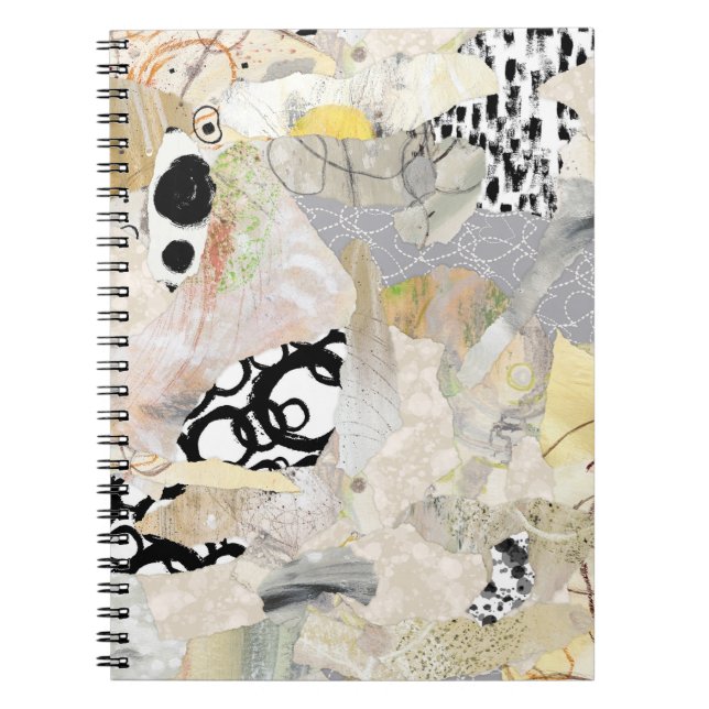 Caderno Espiral Neutral Elegant Abstract Collage Design (Frente)
