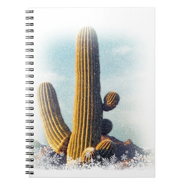 Caderno Espiral Neve caindo em Saguaro (Frente)