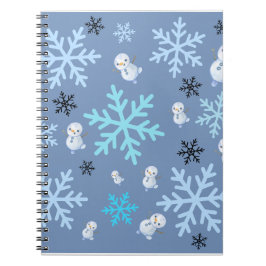 Caderno Espiral Neves e flocos de neve em azul-real