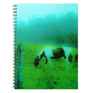 Caderno Espiral Névoa Teal Reto pintado de cor Cavalo