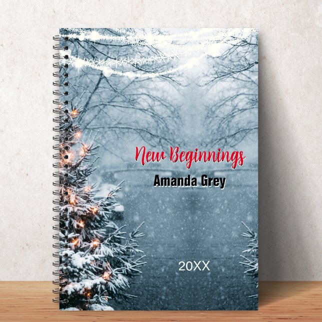 Caderno Espiral New beginnings woodland white tree custom (Criador carregado)
