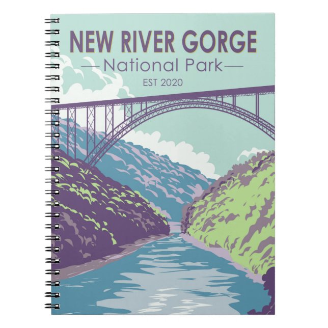 Caderno Espiral New River Gorge National Park West Virginia Bridge (Frente)