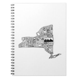 Caderno Espiral New York Detailed Doodle